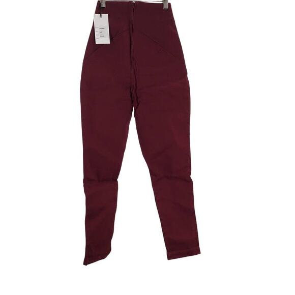 UNIQUE VINTAGE S 4 burgundy high waist pin tuck retro style jeans NWT B81 - Picture 2 of 8